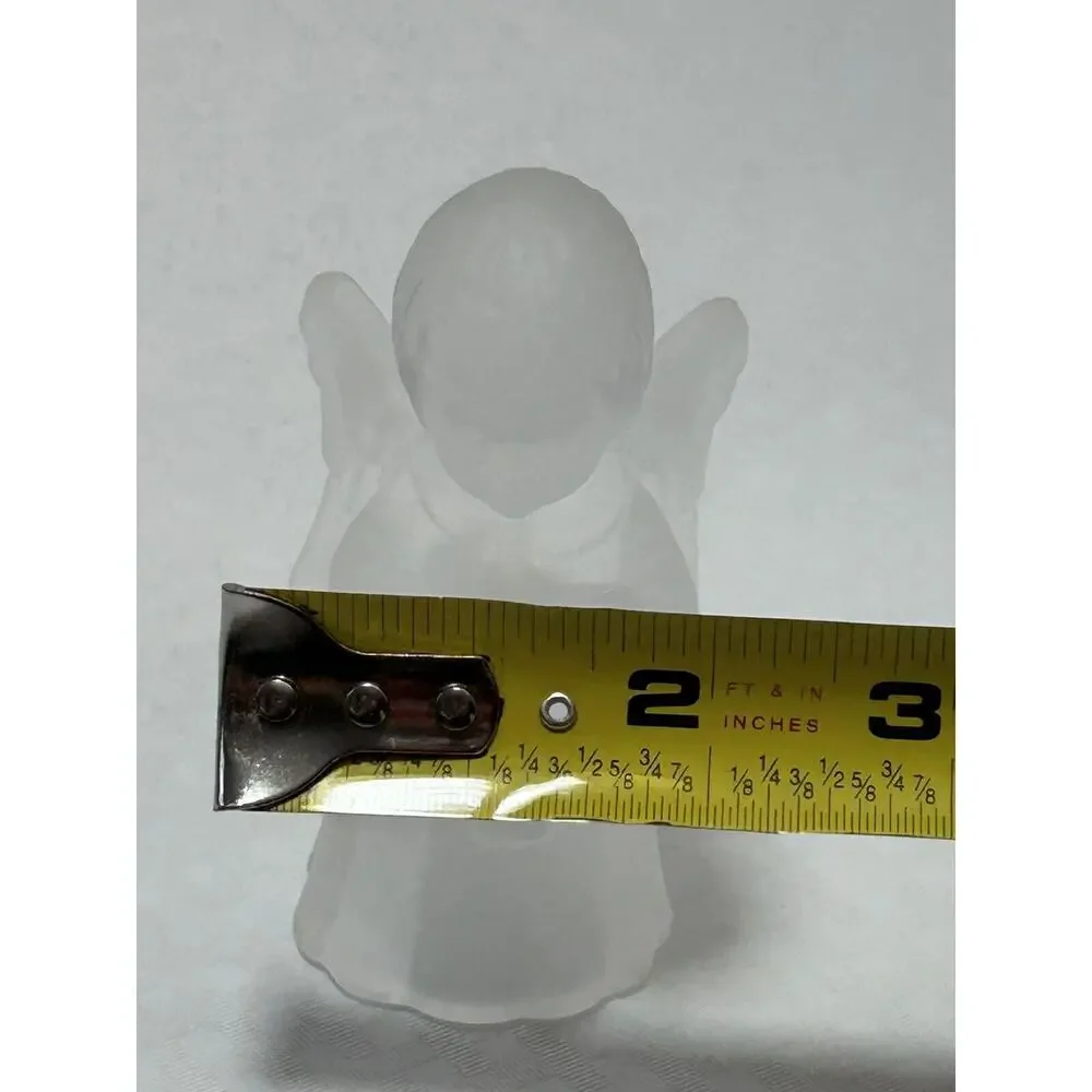 Candle Holder Angel Clear Satin Frosted Glass Vintage‎ Christmas